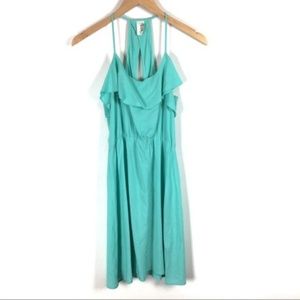 FRANCESCA’s blue ruffle neck dress. Size SMALL